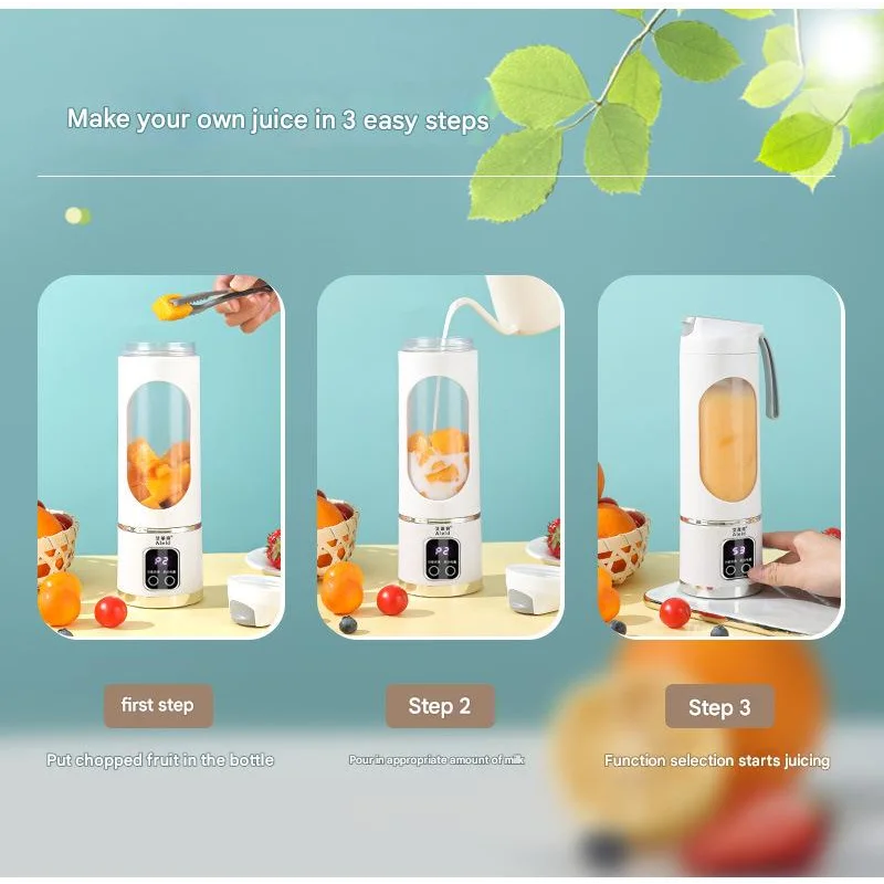 Portable Electric Juicer Blender - 450ml USB Rechargeable