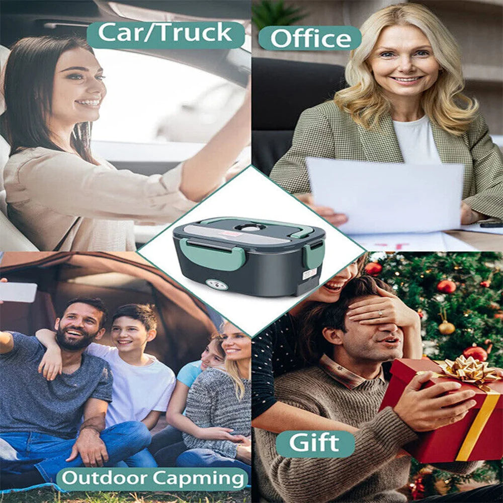 Portable electric lunch with retail box and product label area