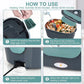 Electric lunch box with lower support frame and fitted legs