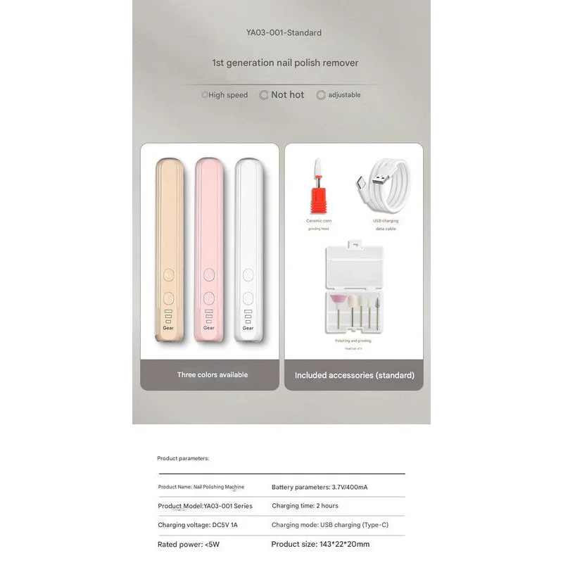 Portable Electric Nail Drill Pen Kit - USB-C Rechargeable