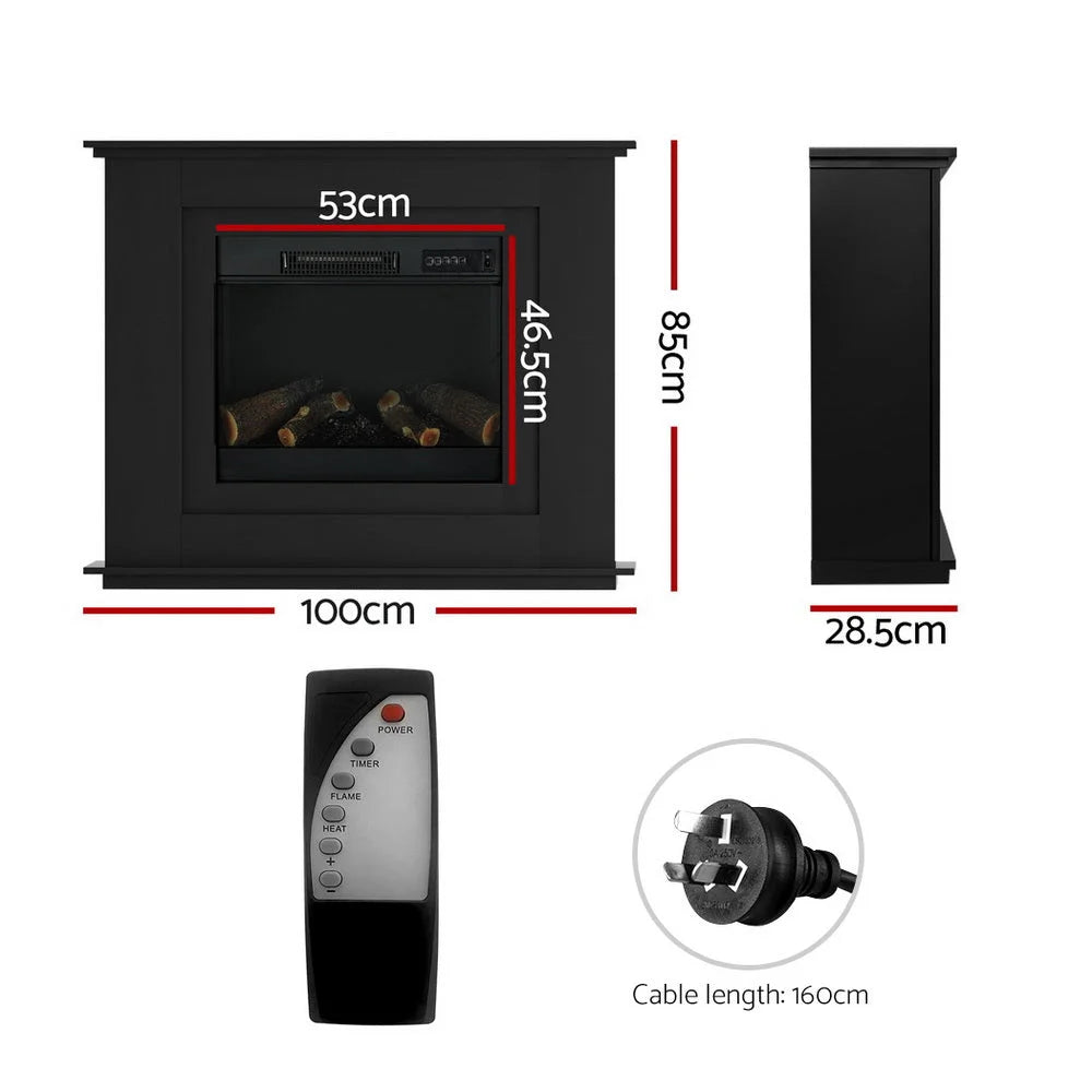 Portable Fireplace Mantle 2000W Fire Log Wood Heater 3D