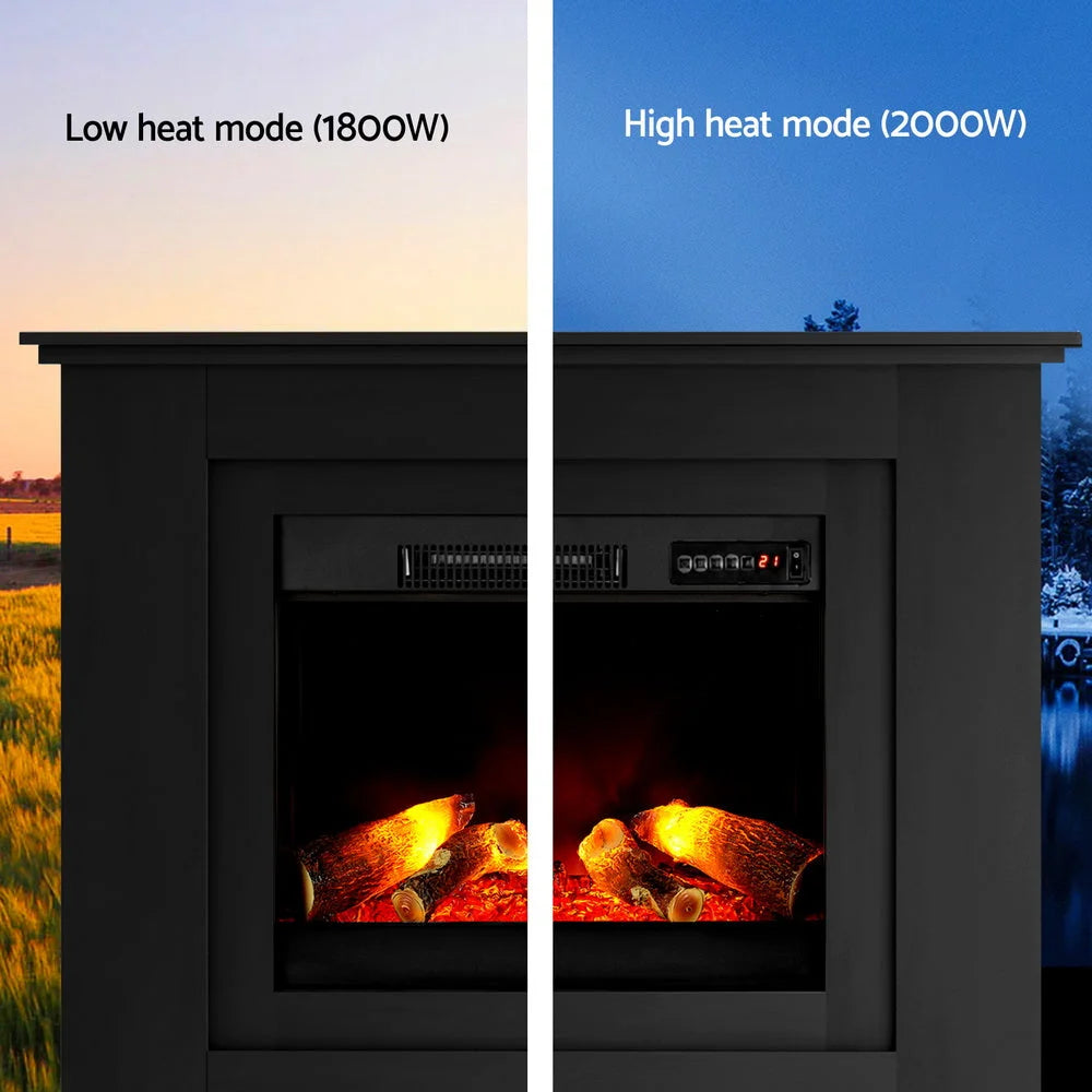 Portable Fireplace Mantle 2000W Fire Log Wood Heater 3D