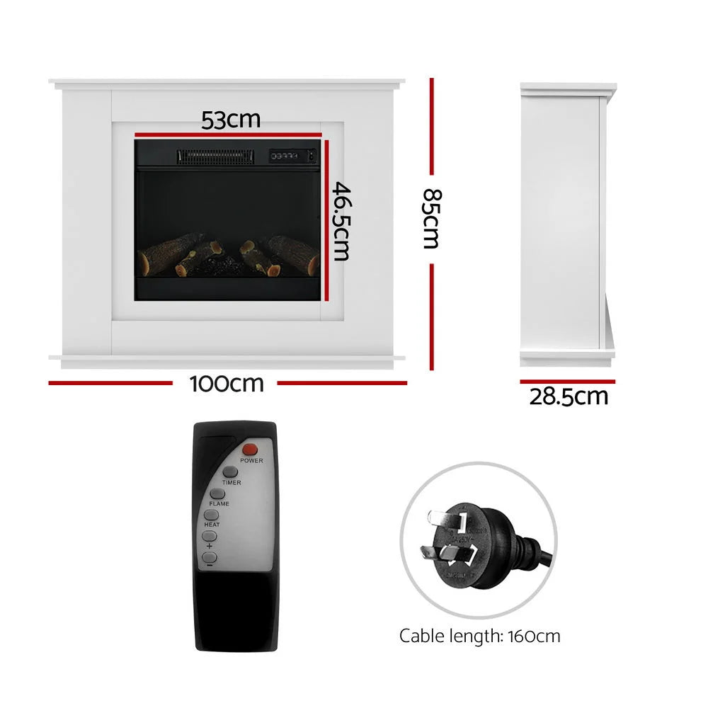 Portable Fireplace Mantle 2000W Fire Log Wood Heater 3D