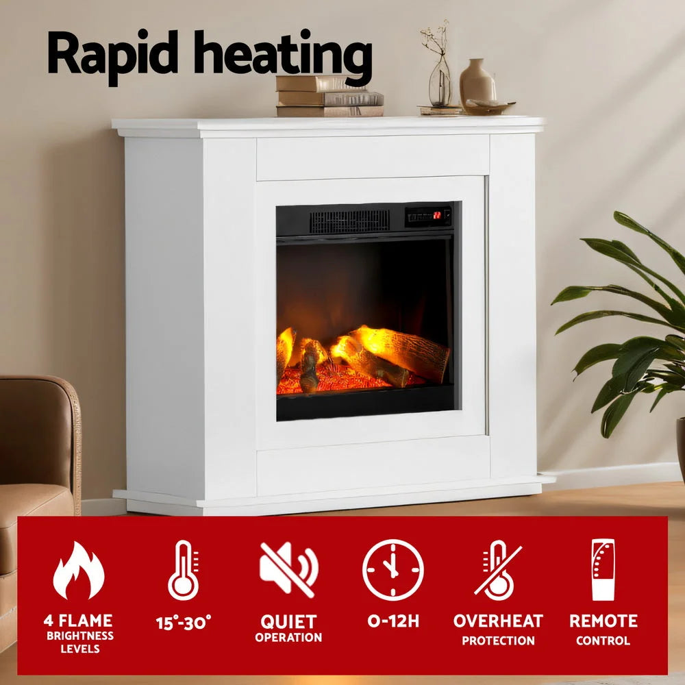 Portable Fireplace Mantle 2000W Fire Log Wood Heater 3D