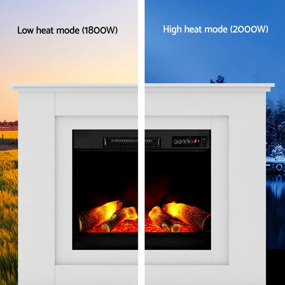Portable Fireplace Mantle 2000W Fire Log Wood Heater 3D