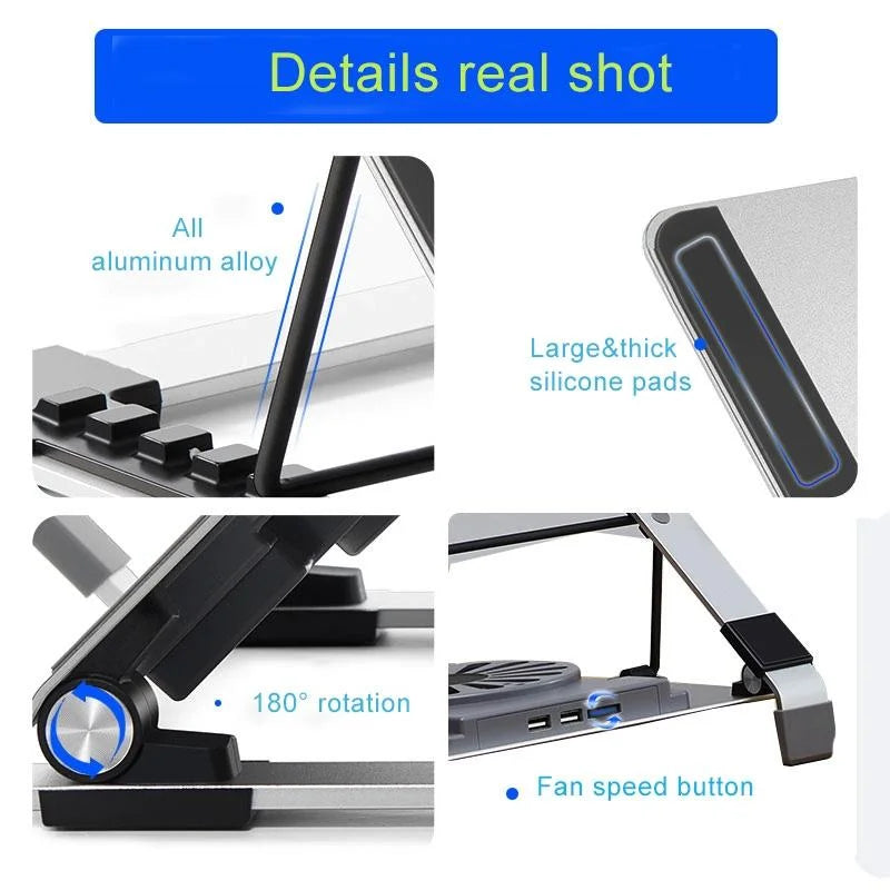 Portable Foldable Laptop Stand with Adjustable Fan