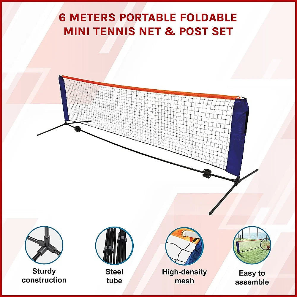 Portable Foldable Mini Tennis Net & Post Set 6 Meters