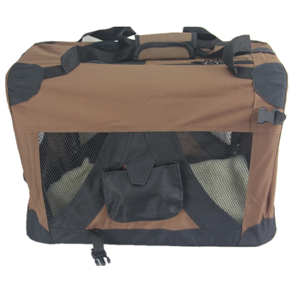 Portable Foldable Soft Dog Cat Puppy Crate Cage - Brown