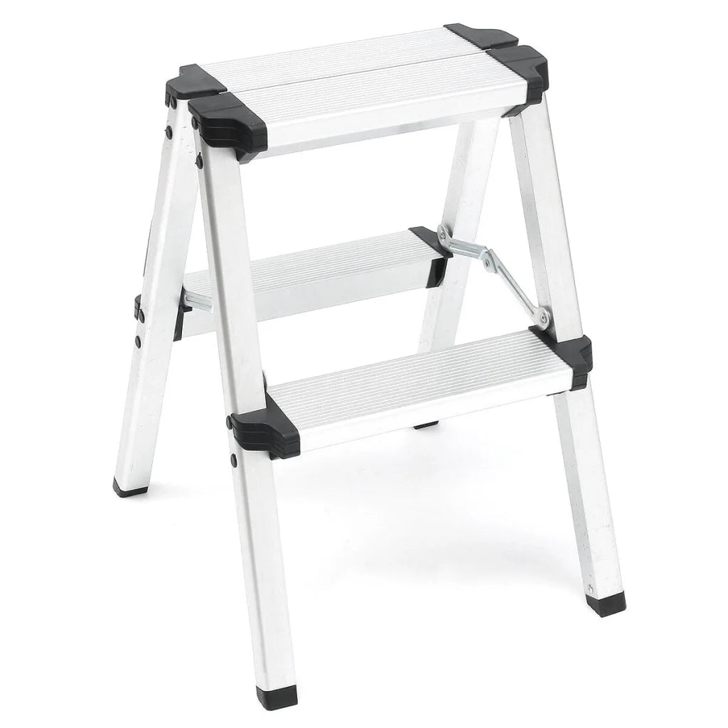 Portable Folding Ladder 2-Step Aluminum Frame Lightweight