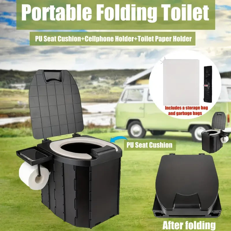 Portable folding toilets with PU seat cushions and portable