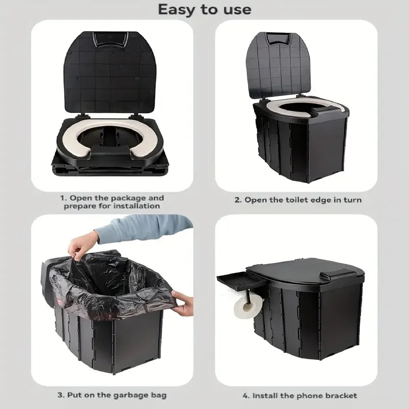 Portable folding toilets with PU seat cushions and portable