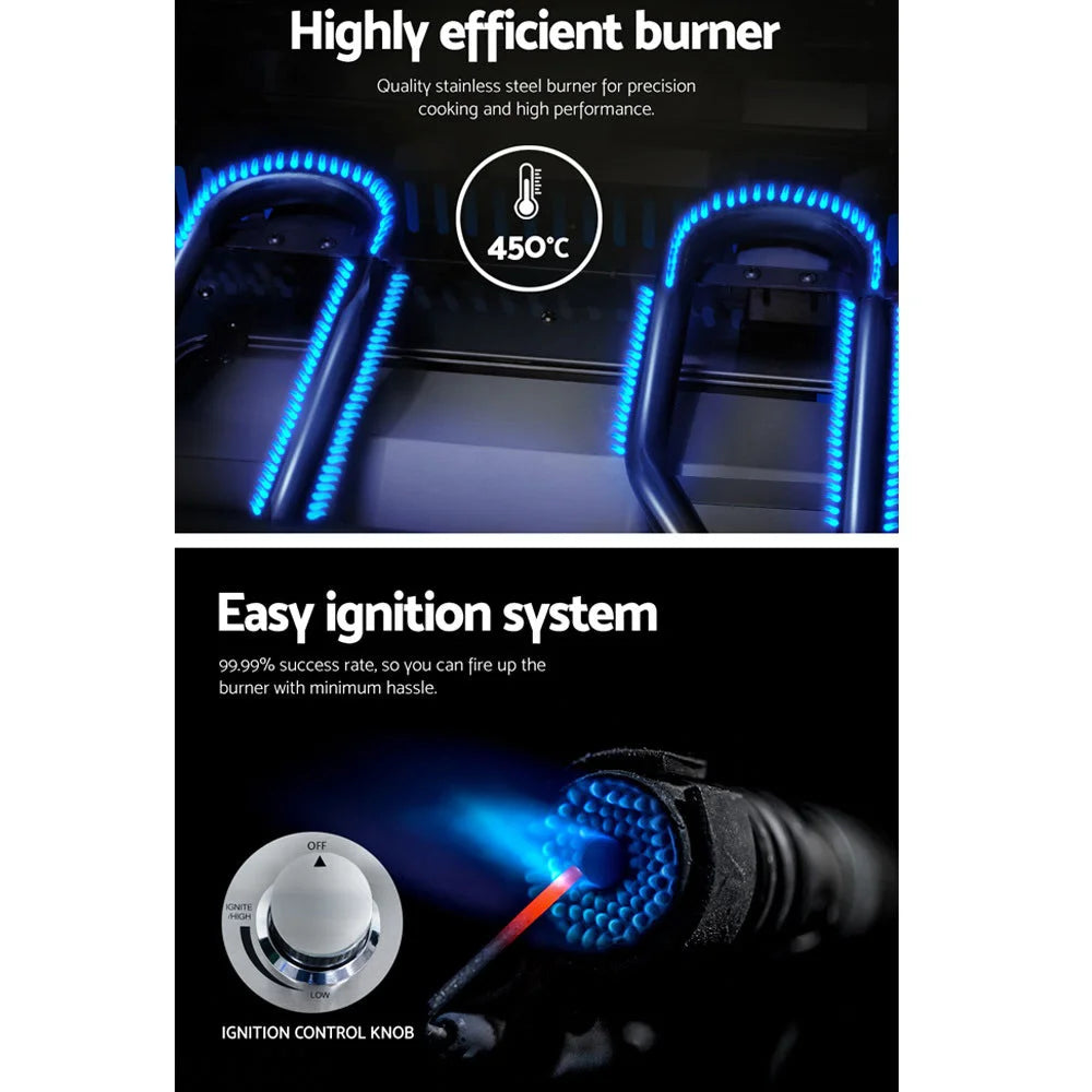 Portable Gas BBQ LPG Oven Camping Cooker Grill 2 Burners