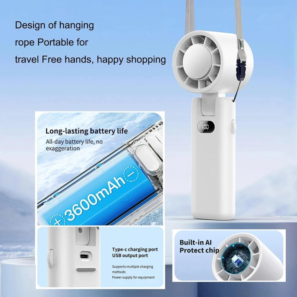Portable Handheld Turbo Fan with Cooling Tech Digital