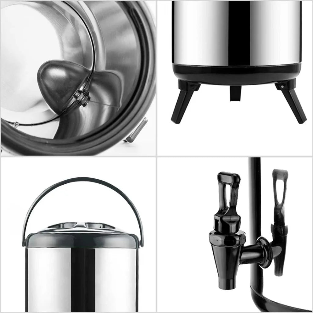 Portable Insulated Coffee Bubble Tea Pot Beer Barrel 2X 10L Cold/Heat with Dispenser - Premium