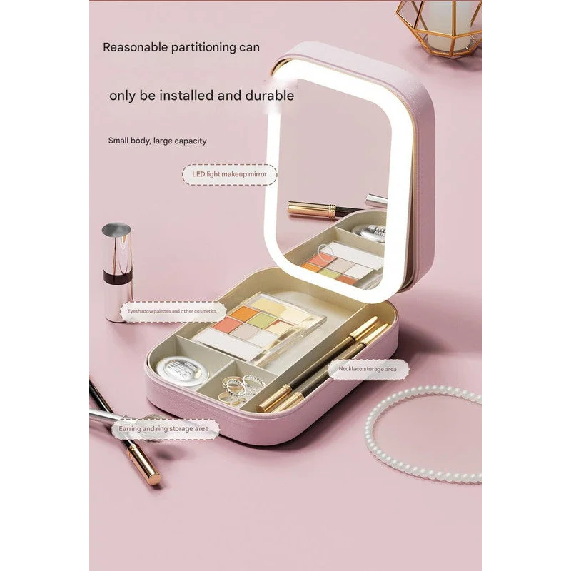 Portable Jewelry & Makeup Organizer Box with LED Touch
