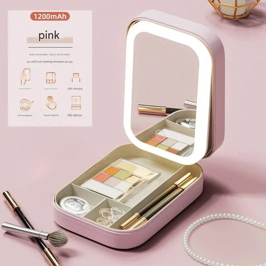 Portable Jewelry & Makeup Organizer Box with LED Touch