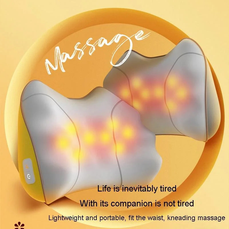 Portable Lumbar And Neck Massager For Car Gray Charging