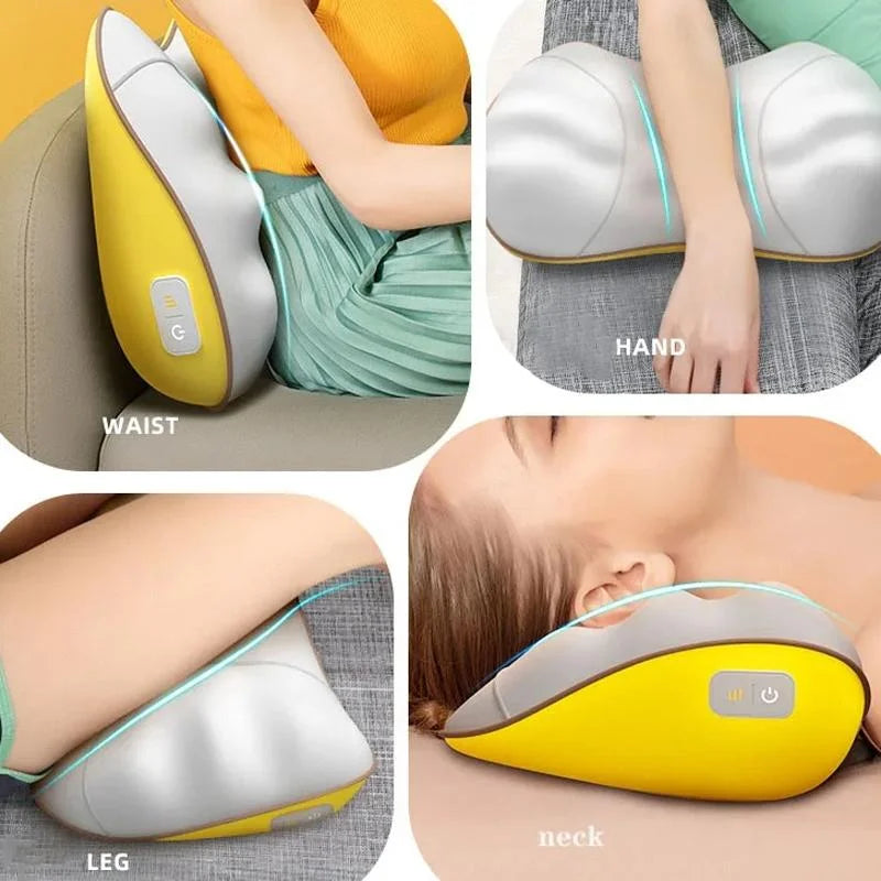 Portable Lumbar And Neck Massager For Car Gray Charging