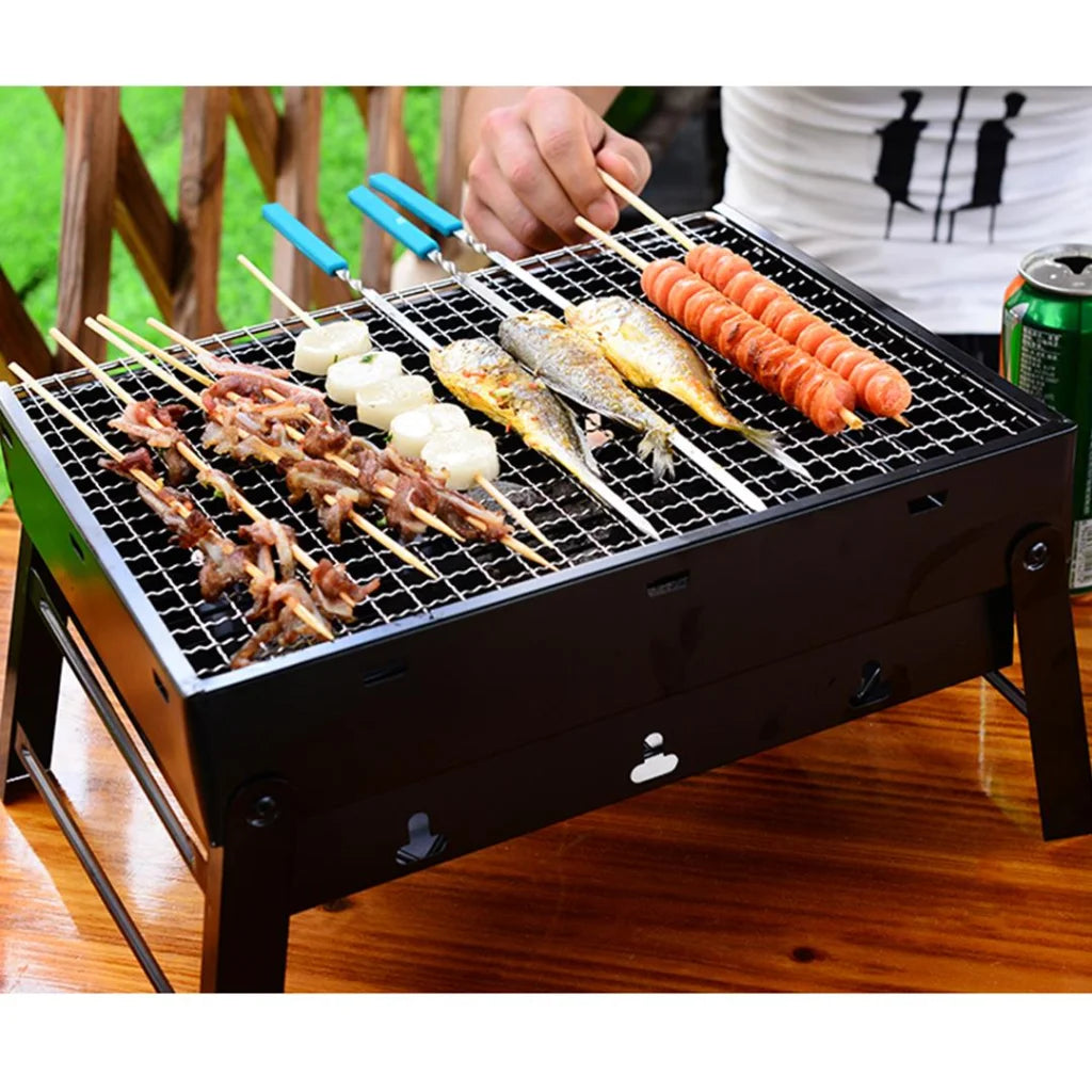 Portable Mini Folding Thick Box-Type Charcoal Grill for Outdoor BBQ Camping - Premium