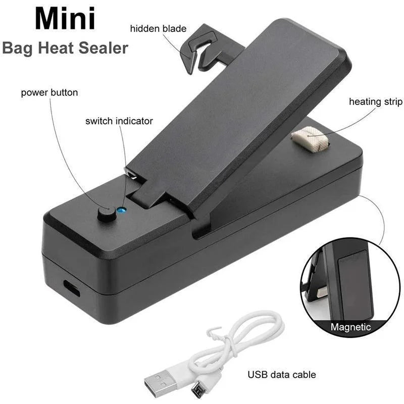 Portable Mini Heat Sealing Machine USB Rechargeable Food