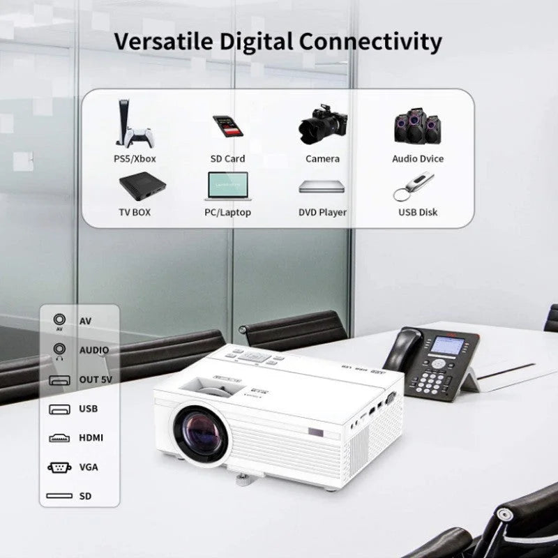 Portable Mini Projector with Multi-Interface Connectivity
