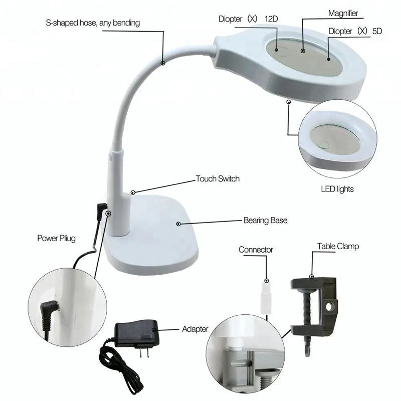 Portable Multi-function Magnifying Lamp - 220v - Tools >