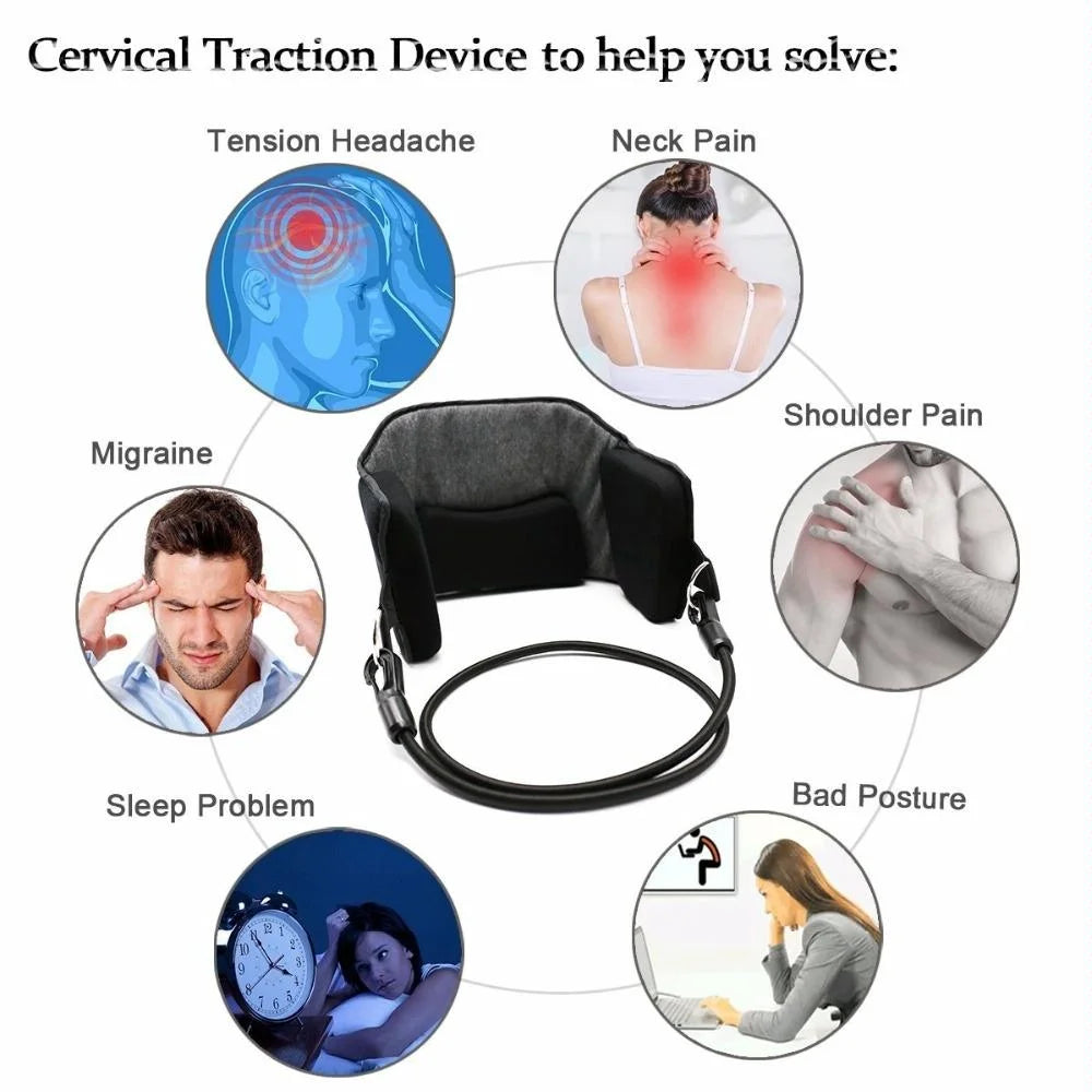 Portable Neck Pain Relief Hammock Massager Black / Dark