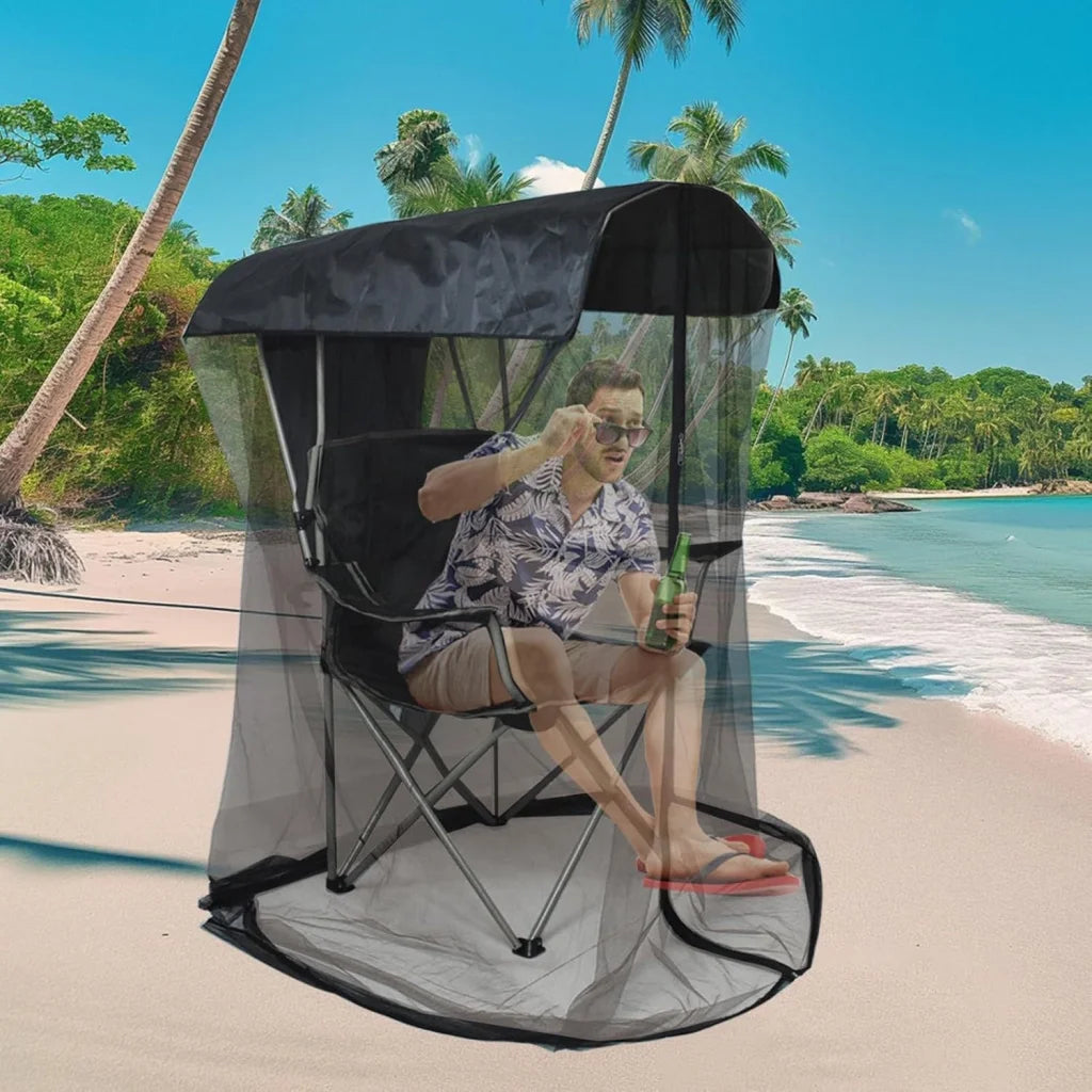 Portable Outdoor Chair Cover with Mosquito Net & Sun Canopy