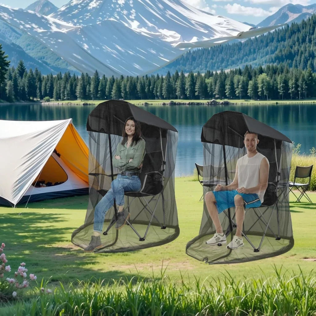 Portable Outdoor Chair Cover with Mosquito Net & Sun Canopy