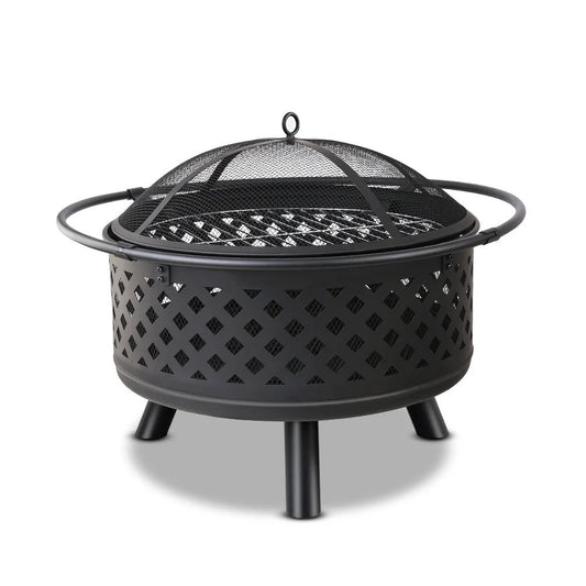 Portable Outdoor Fire Pit and BBQ 30 Inch - Black - Living