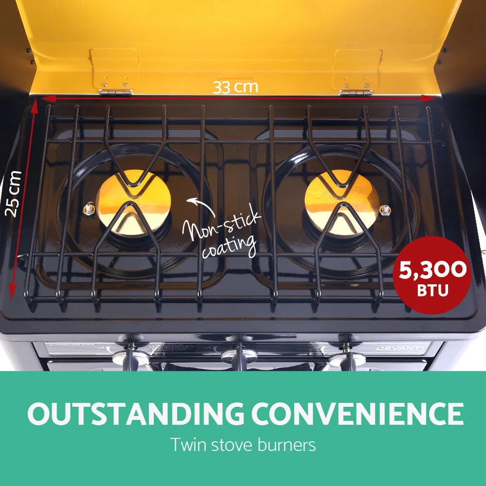 Portable Oven 3-Burner Black/Yellow - Kitchen Appliances