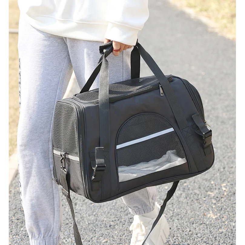 Portable Pet Bag for Small Dogs and Cats - Black Travel