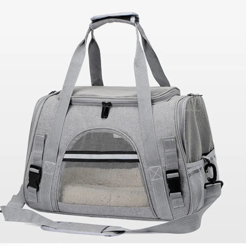 Portable Pet Bag for Small Dogs and Cats - Gray Travel Tote