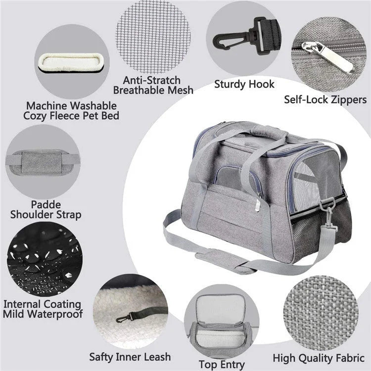 Portable Pet Bag for Small Dogs and Cats - Light pink