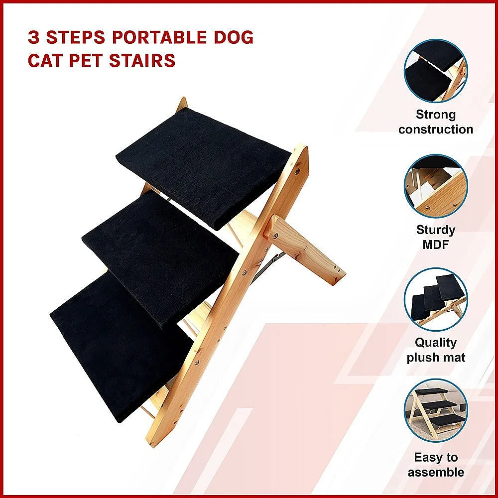Portable Pet Stairs 3 Steps for Dog Cat - Dog Supplies