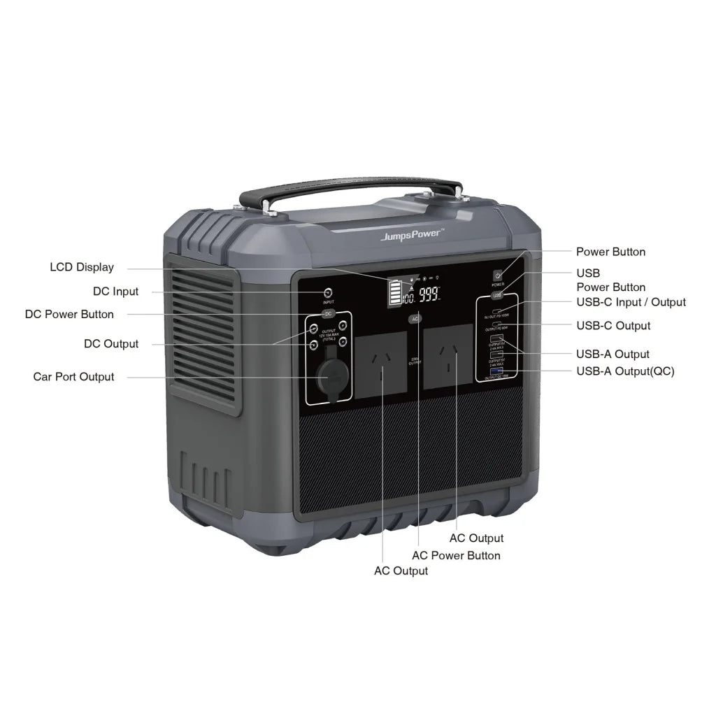 Portable Power Station 1000W - JumpsPower Battery Charger