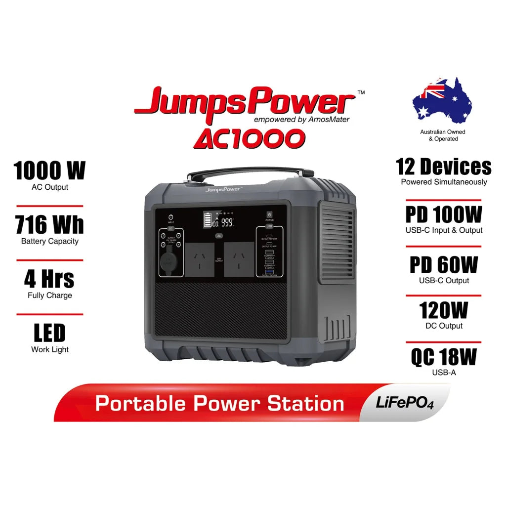 Portable Power Station 1000W - JumpsPower Battery Charger