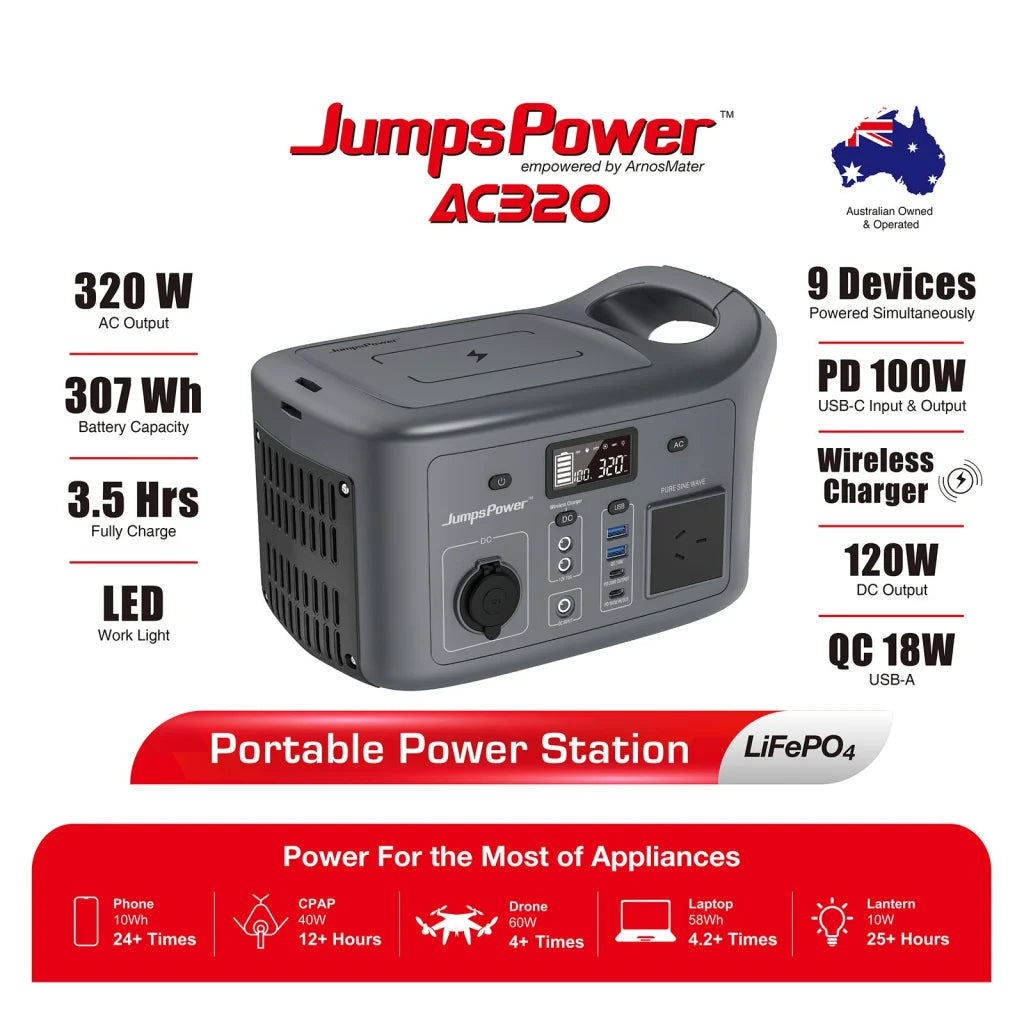 Portable Power Station 320W - JumpsPower Wireless Battery