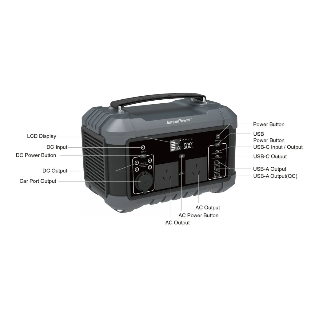 Portable Power Station 600W - JumpsPower Battery Charger
