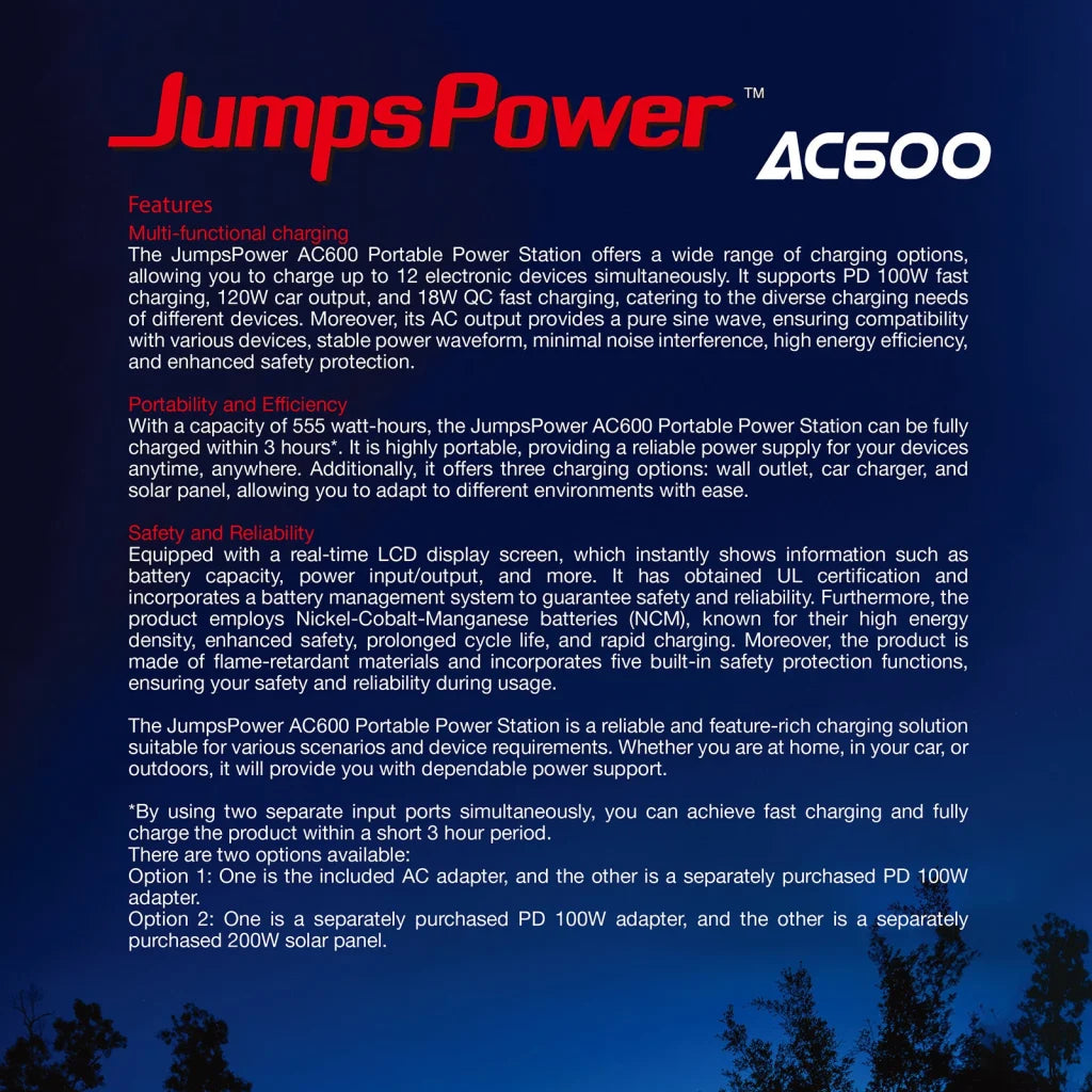 Portable Power Station 600W - JumpsPower Battery Charger