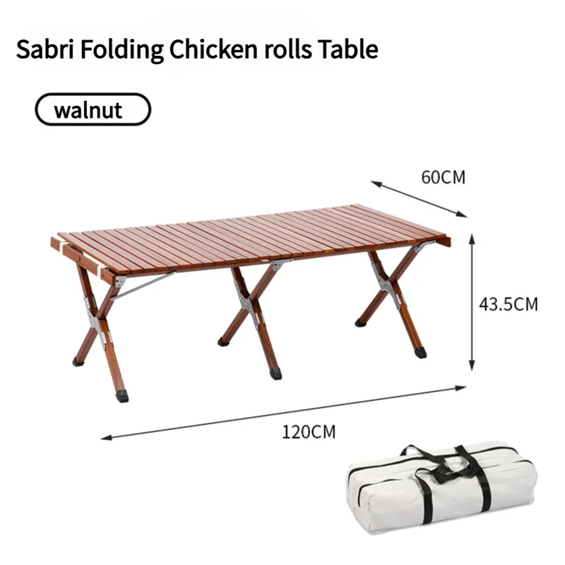 Portable Solid Wood Folding Camping Table - Sapele Roll-Up