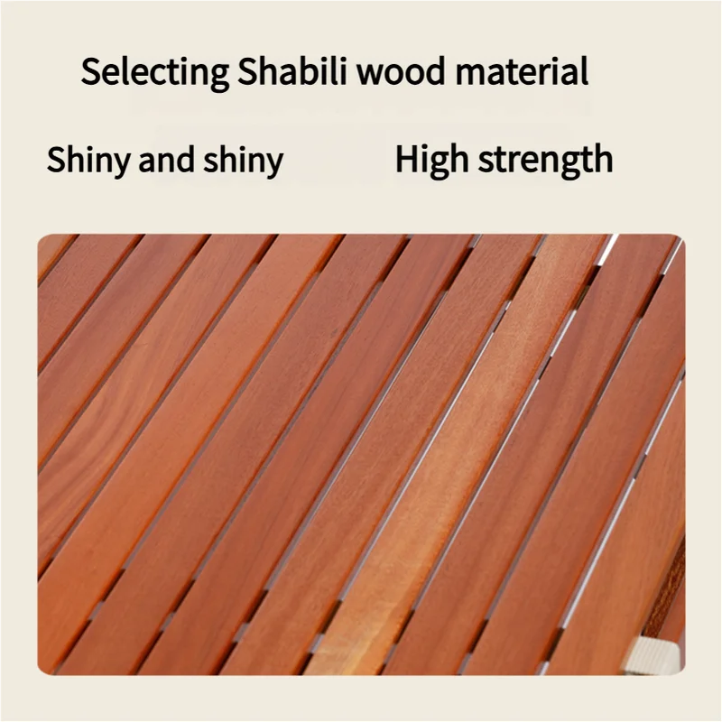 Portable Solid Wood Folding Camping Table - Sapele Roll-Up