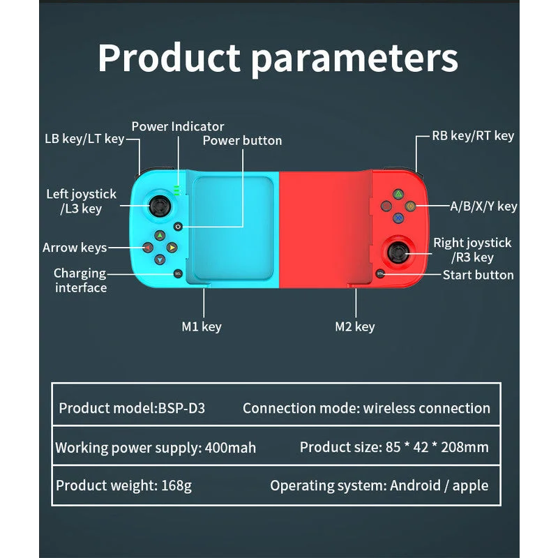 Portable Telescopic Mobile Game Controller - Bluetooth 5.0