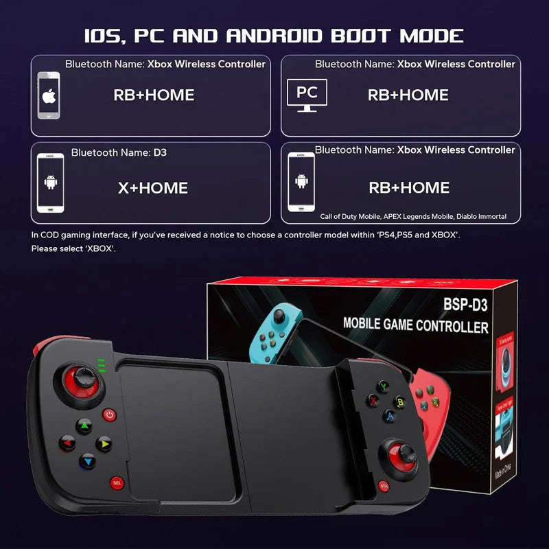 Portable Telescopic Mobile Game Controller - Bluetooth 5.0