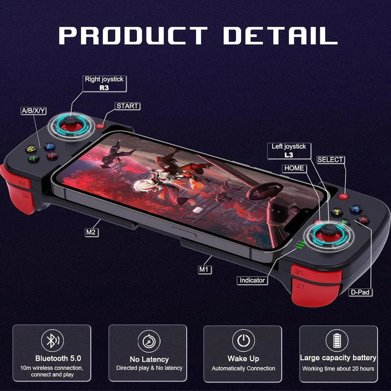 Portable Telescopic Mobile Game Controller - Bluetooth 5.0