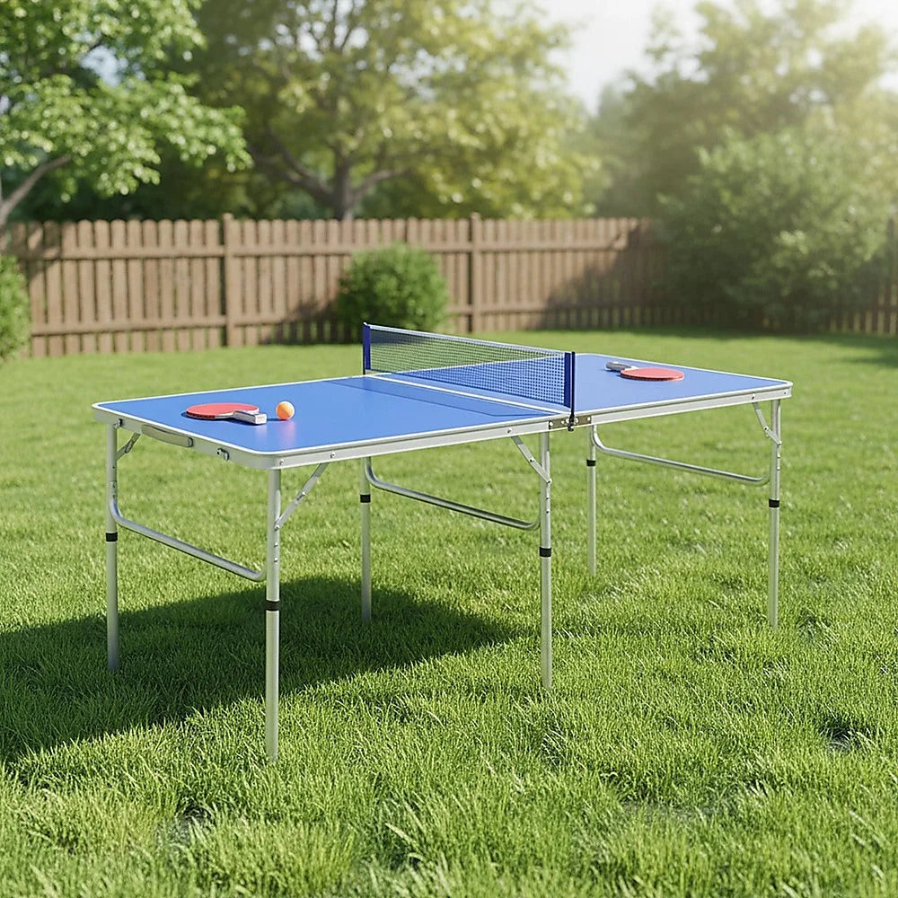 152cm portable tennis table with shape details and included parts
