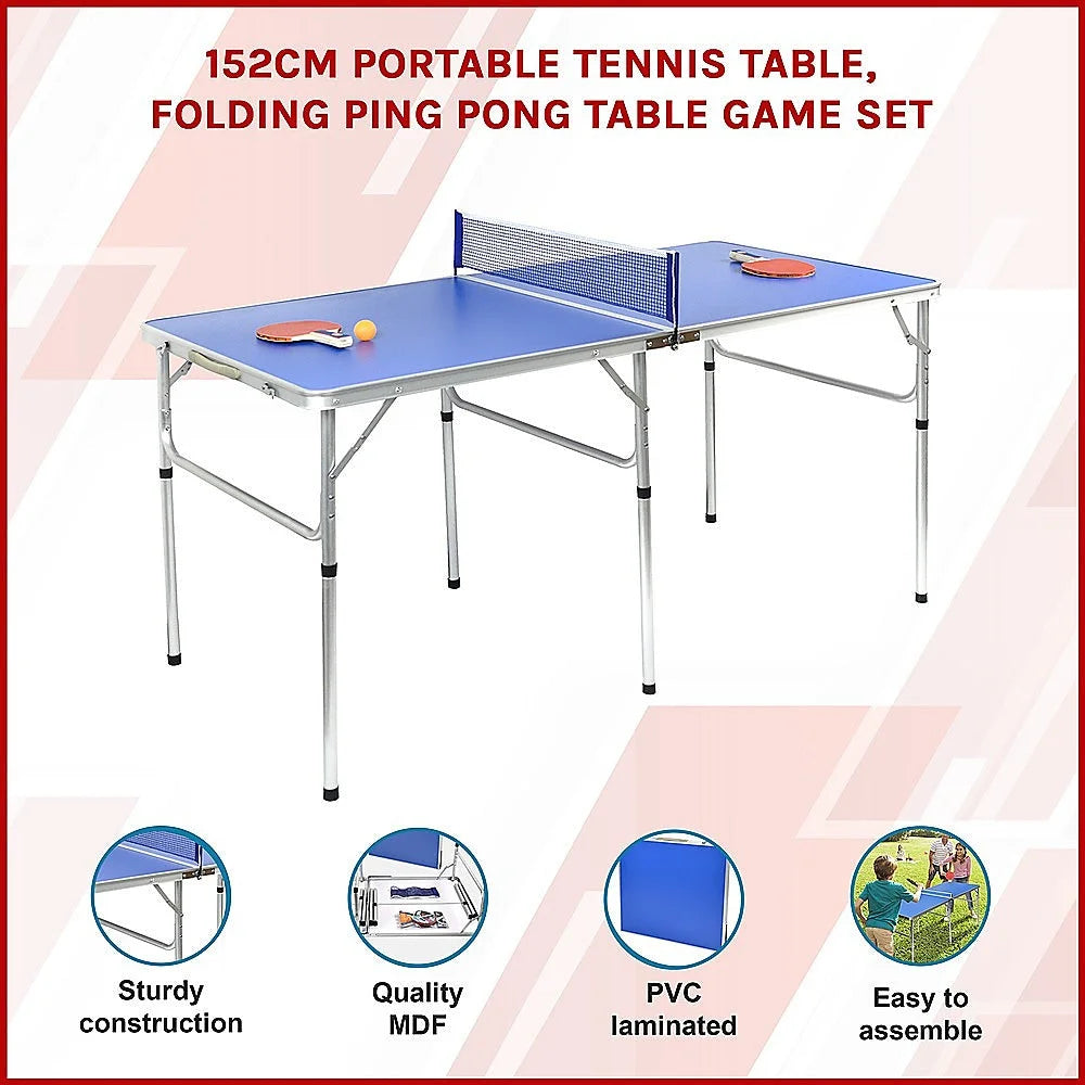 152cm portable tennis table with display setup and product form