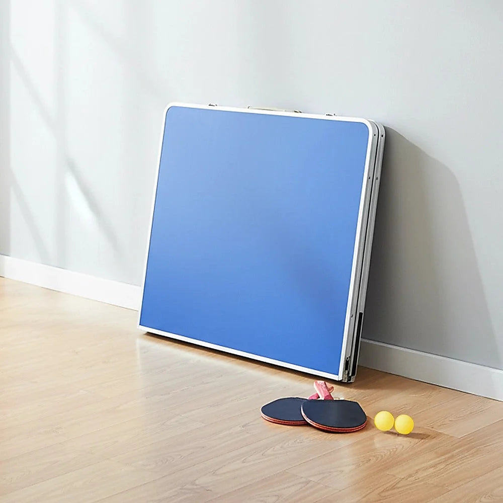 152cm portable tennis table with component details and storage context