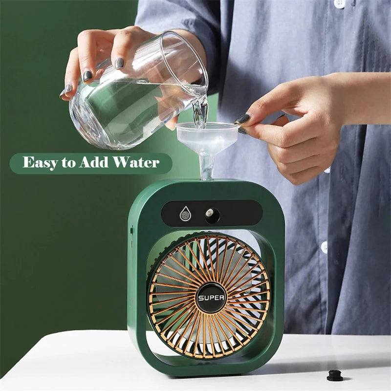 Portable USB Rechargeable Misting Fan – Compact Personal