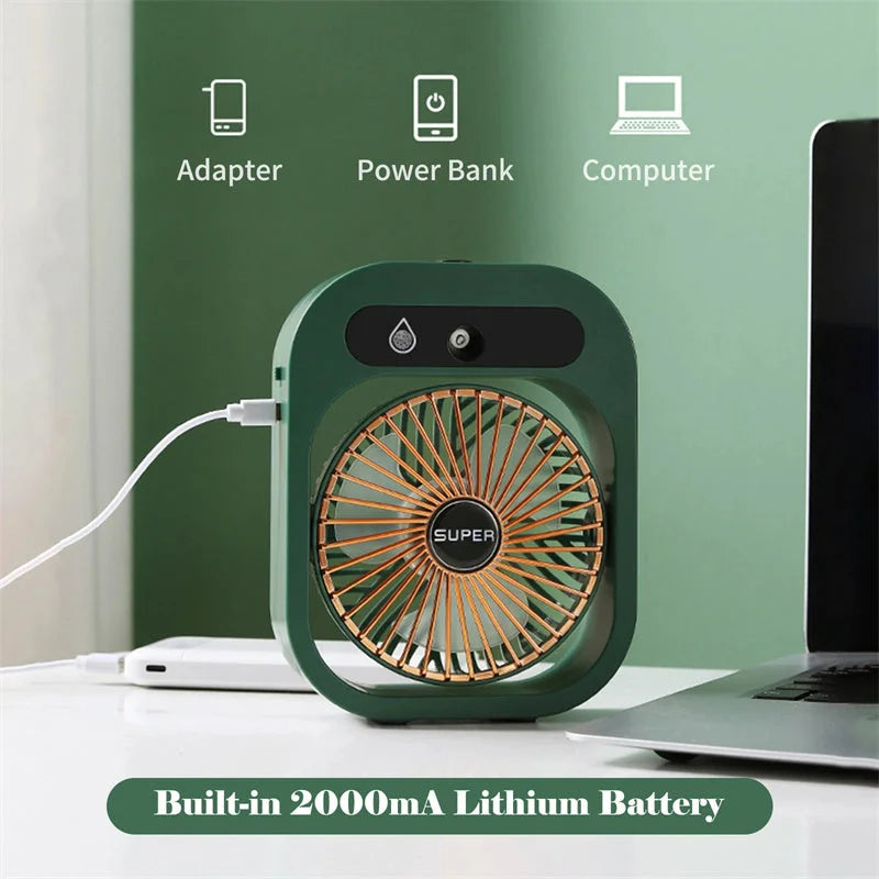 Portable USB Rechargeable Misting Fan compact personal with cooling